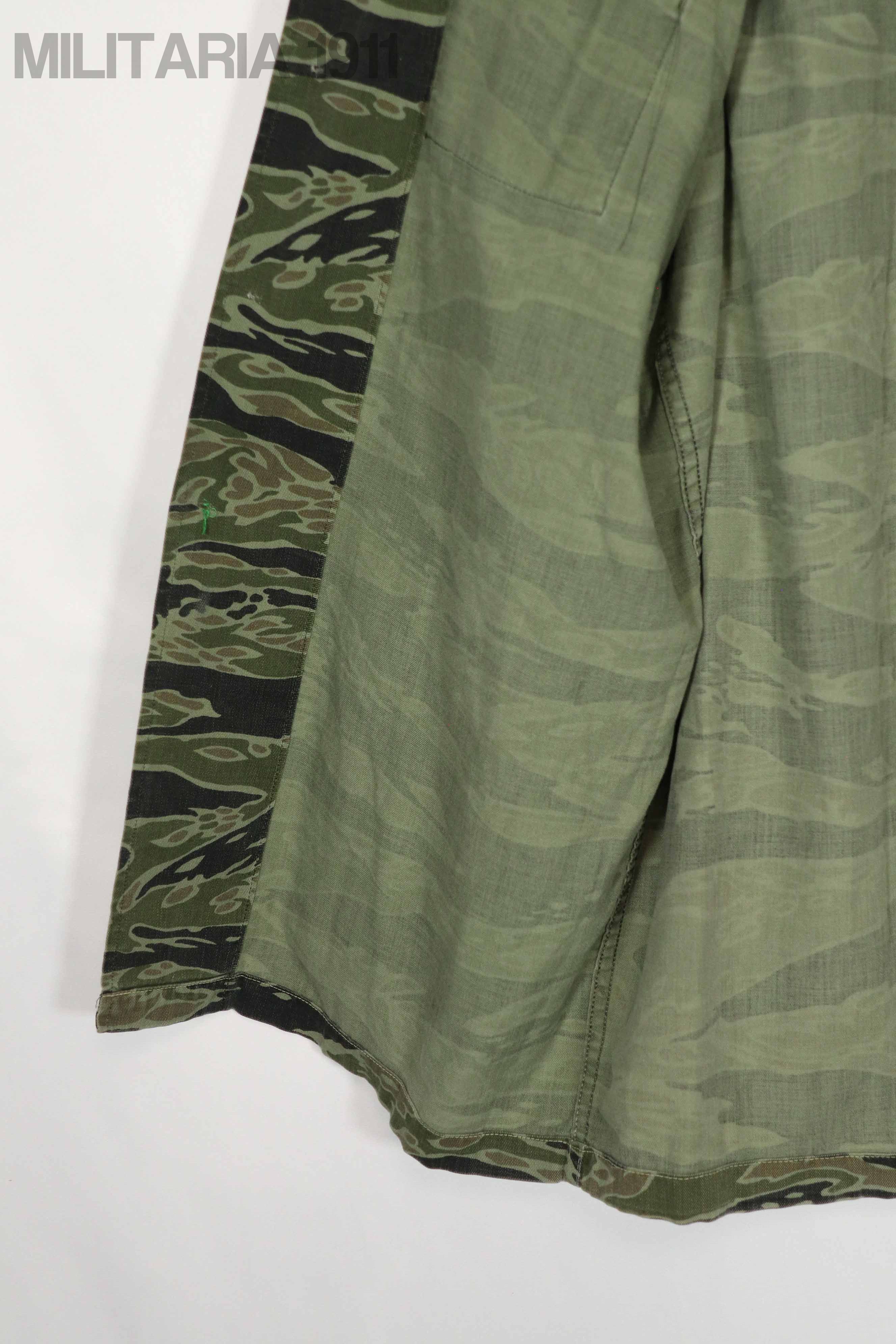 実物　レイトウォーパターン　タイガーストライプ シャツ　大きめサイズ　ボタン欠損あり