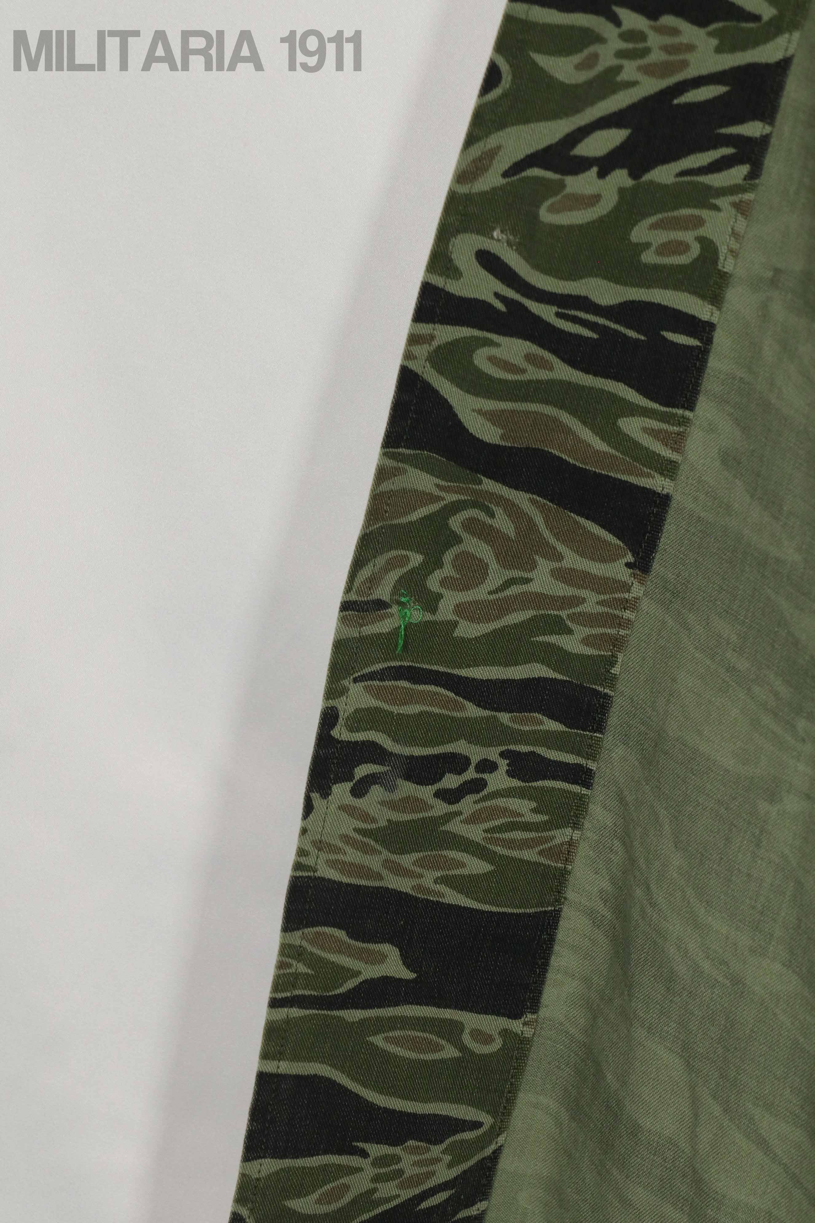 実物　レイトウォーパターン　タイガーストライプ シャツ　大きめサイズ　ボタン欠損あり