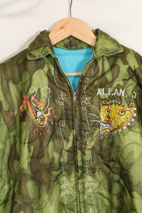 1969年〜70年　ベトナム戦争　ERDL迷彩ポンチョ製　ツアージャケット　ベトジャン　QUINHON　中古品