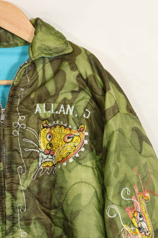 1969年〜70年　ベトナム戦争　ERDL迷彩ポンチョ製　ツアージャケット　ベトジャン　QUINHON　中古品