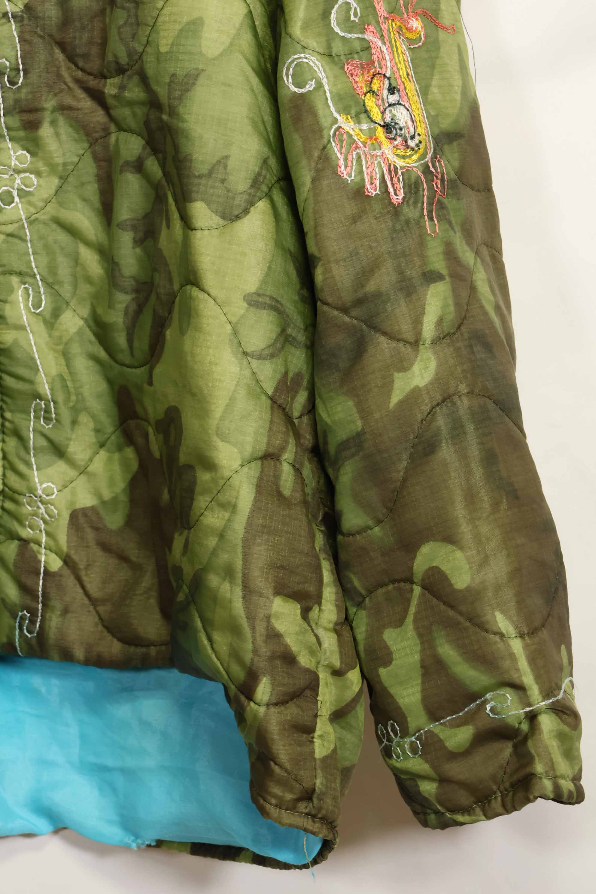 1969年〜70年　ベトナム戦争　ERDL迷彩ポンチョ製　ツアージャケット　ベトジャン　QUINHON　中古品