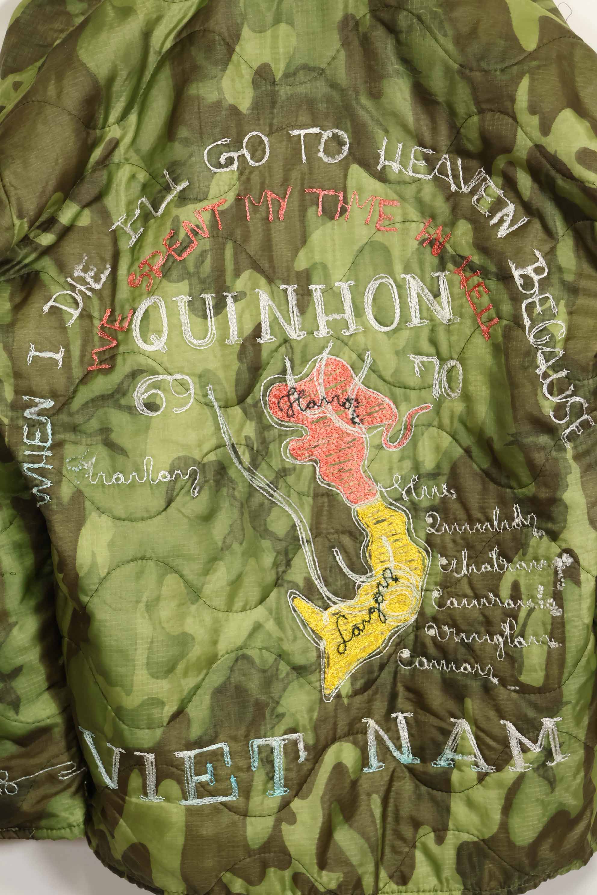 1969年〜70年　ベトナム戦争　ERDL迷彩ポンチョ製　ツアージャケット　ベトジャン　QUINHON　中古品