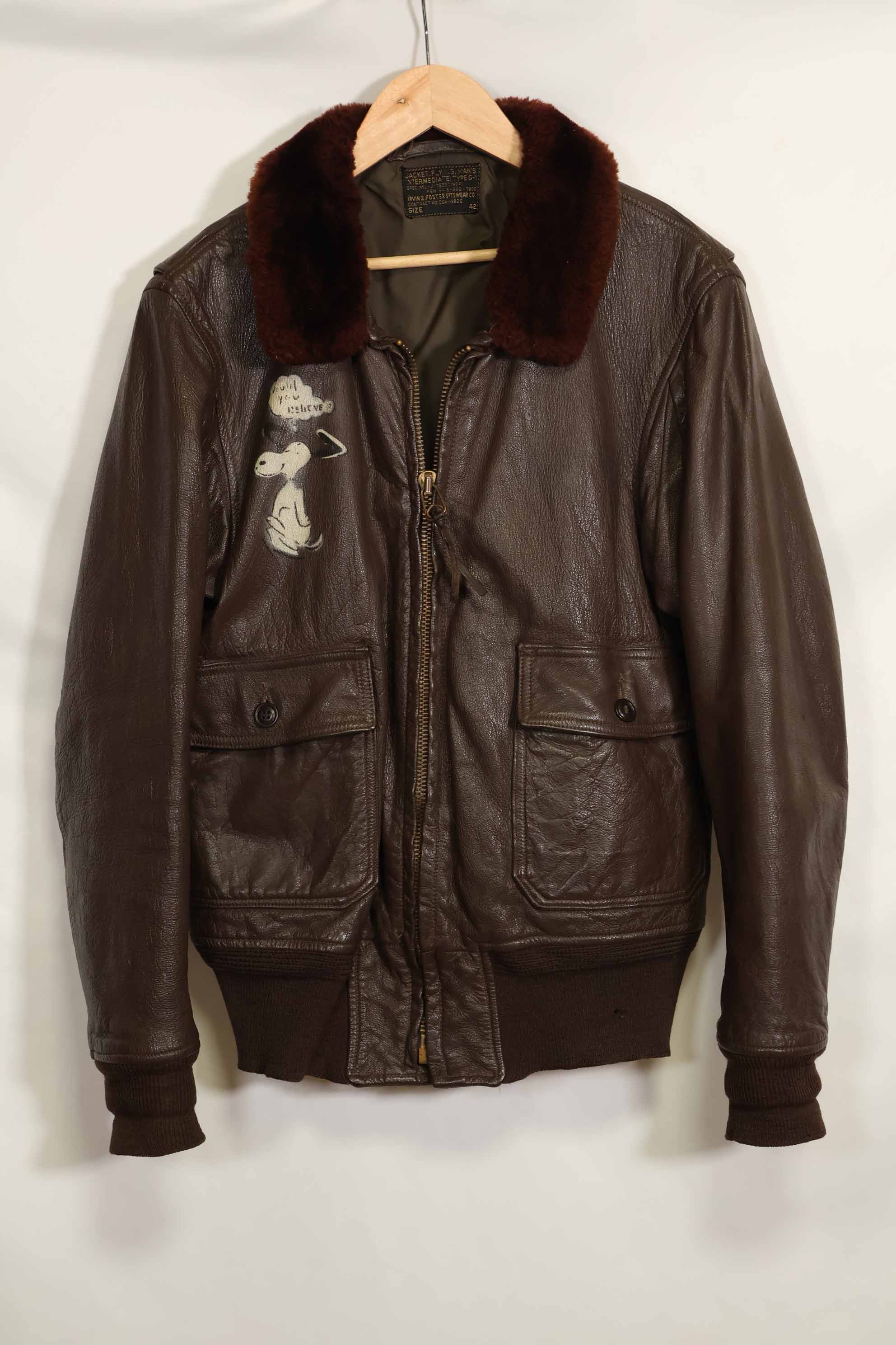 1960年代　アメリカ海軍　G-1　フライトジャケット　サイズ42　スヌーピーローカルペイント　中古品