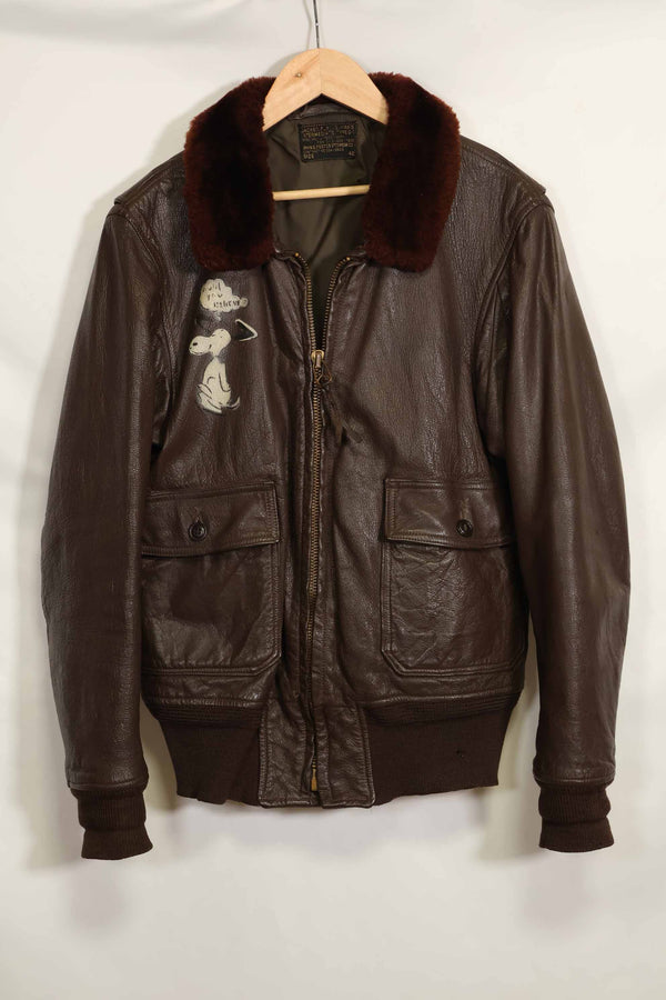 1960年代　アメリカ海軍　G-1　フライトジャケット　サイズ42　スヌーピーローカルペイント　中古品