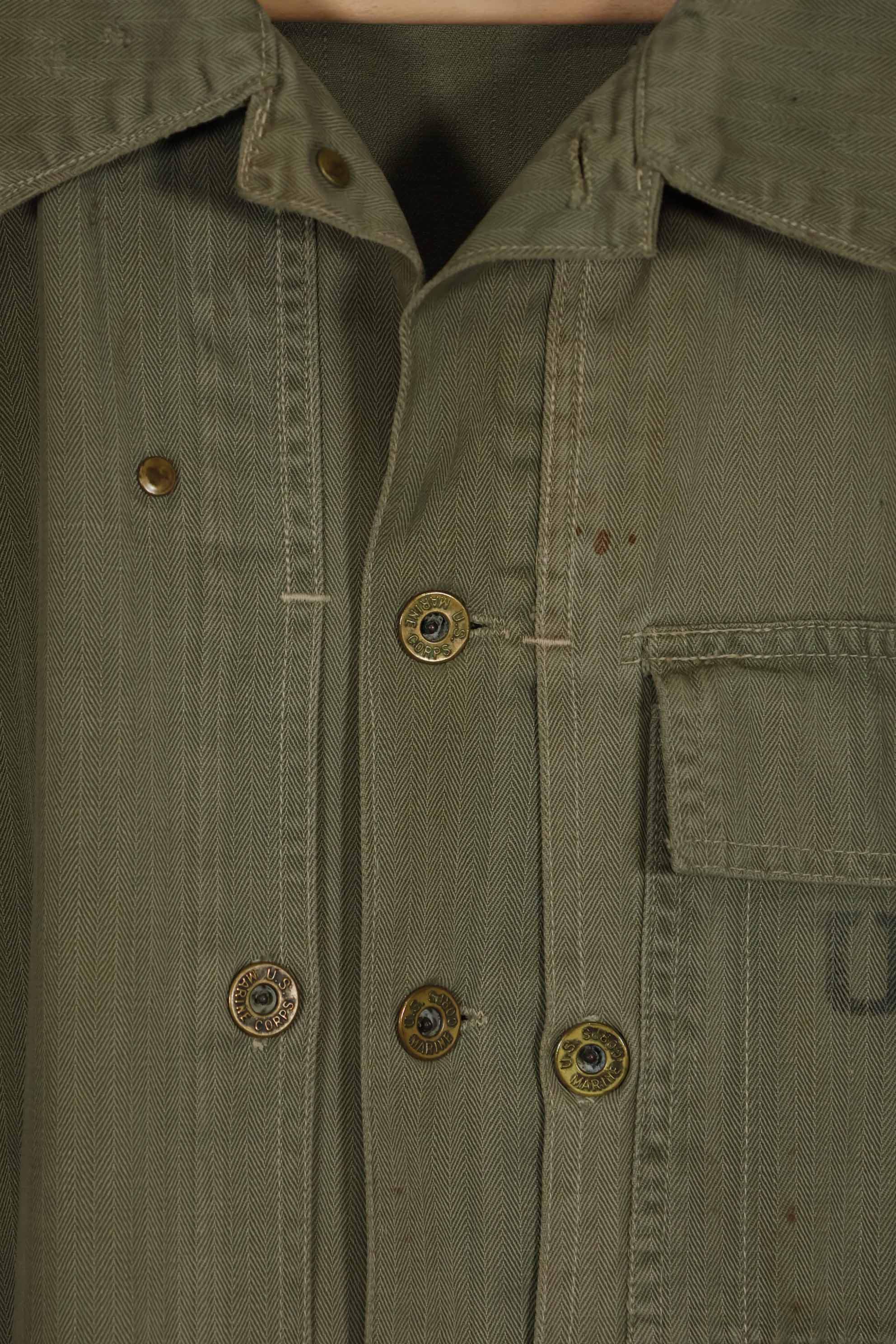 実物　アメリカ海兵隊　USMC P-44　HBT　ユーティリティジャケット　汚れあり　中古品