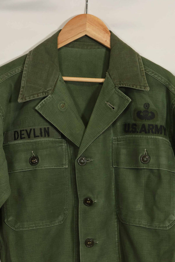 1960年代　元グリーンベレー兵士放出　OG-107　ユーティリティシャツ　初付け　パッチ付き　中古品　A