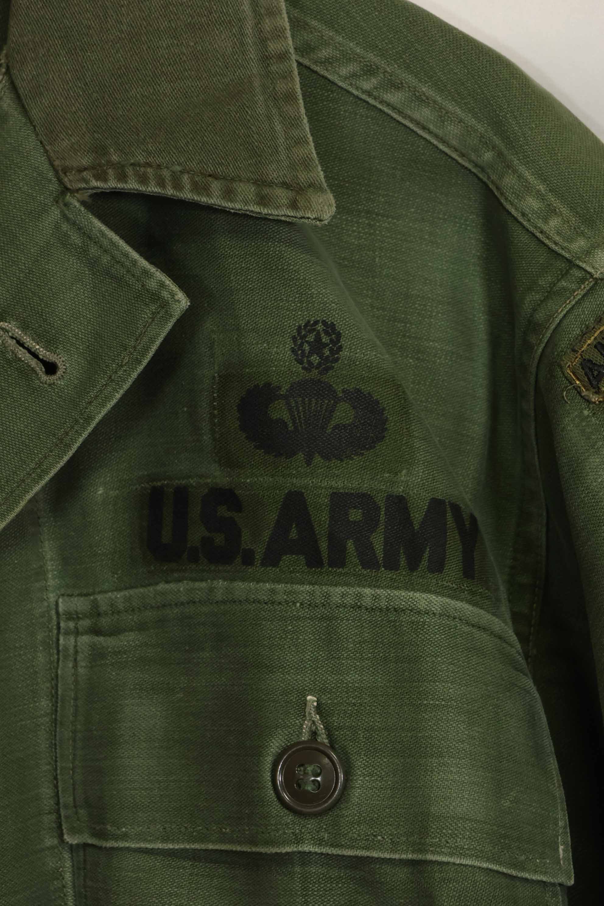 1960年代　元グリーンベレー兵士放出　OG-107　ユーティリティシャツ　初付け　パッチ付き　中古品　A