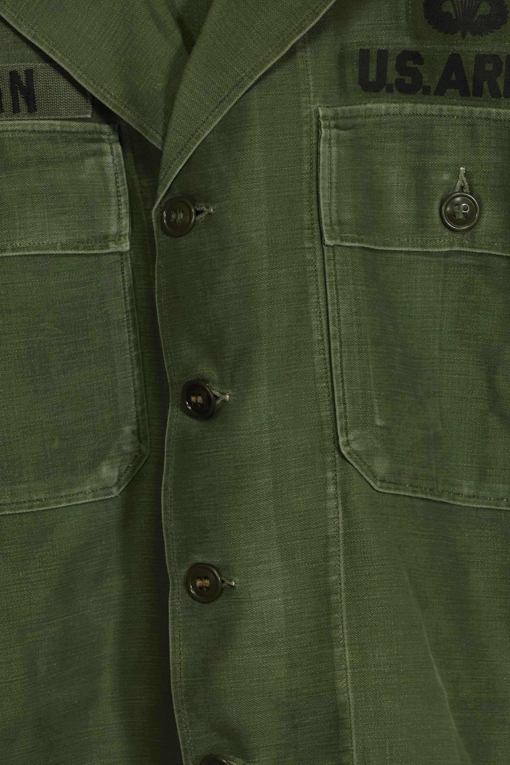 1960年代　元グリーンベレー兵士放出　OG-107　ユーティリティシャツ　初付け　パッチ付き　中古品　A