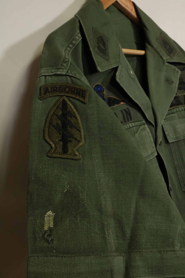1960年代　元グリーンベレー兵士放出　OG-107　ユーティリティシャツ　初付け　パッチ付き　中古品　B