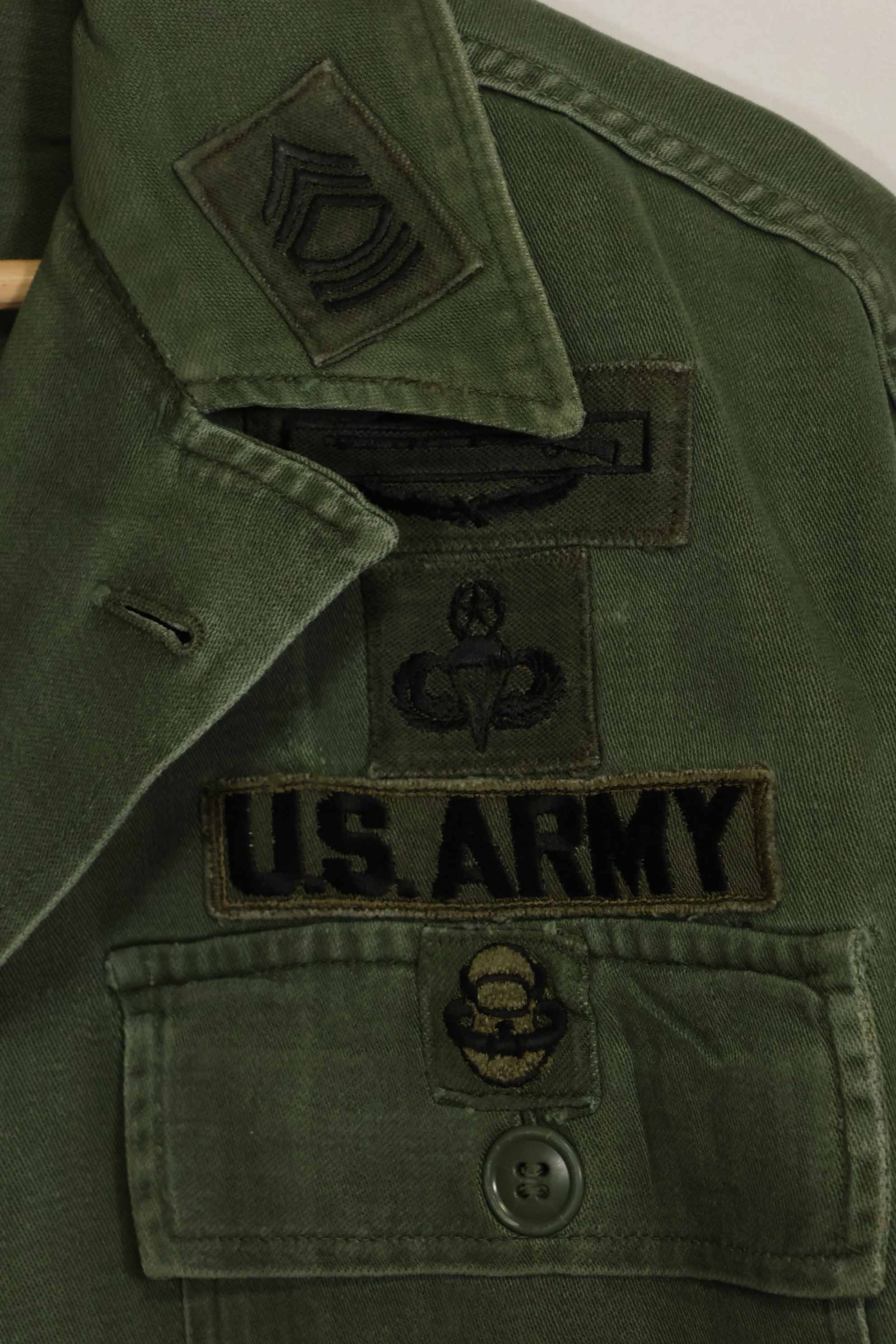 1960年代　元グリーンベレー兵士放出　OG-107　ユーティリティシャツ　初付け　パッチ付き　中古品　B