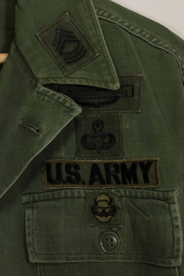 1960年代　元グリーンベレー兵士放出　OG-107　ユーティリティシャツ　初付け　パッチ付き　中古品　B