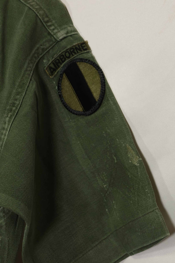 1960年代　元グリーンベレー兵士放出　OG-107　ユーティリティシャツ　初付け　パッチ付き　中古品　B