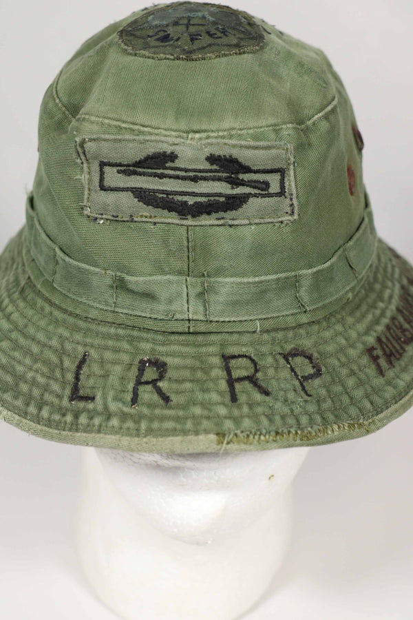 実物　ローカルメイド　ODブーニー　9th Infantry Divition LRRP 直接刺繍&狙撃手パッチ付き　ブーニーハット