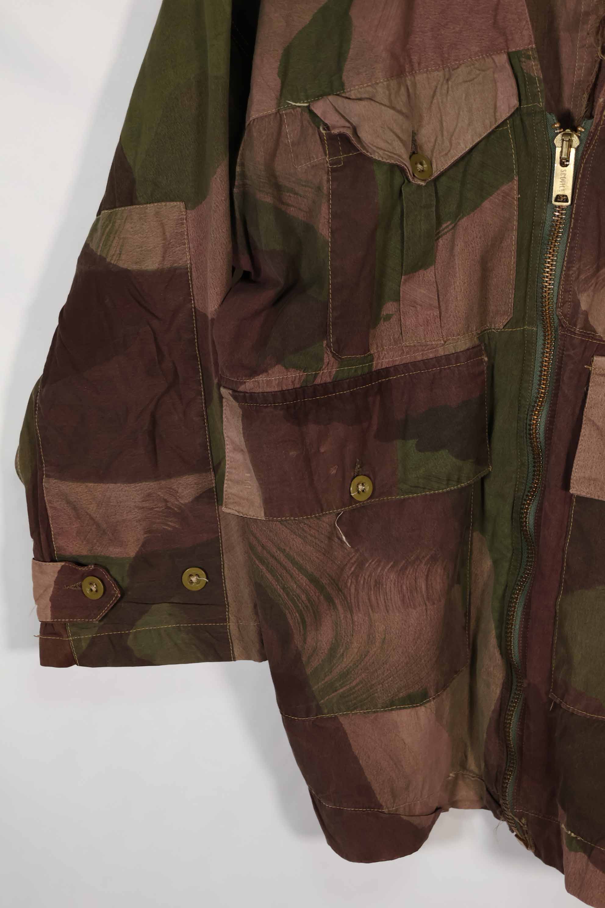 実物　1940年代　WWII 英軍　Windproof迷彩　インドシナ戦争　ジッパーカスタムジャケット　中古品
