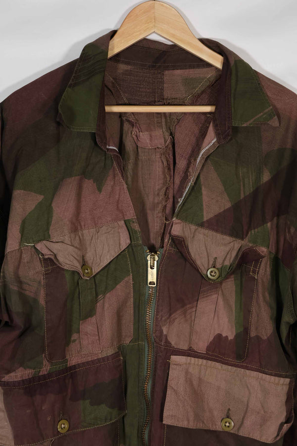 実物　1940年代　WWII 英軍　Windproof迷彩　インドシナ戦争　ジッパーカスタムジャケット　中古品