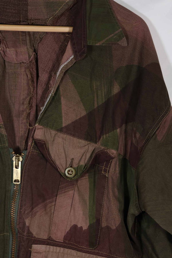 実物　1940年代　WWII 英軍　Windproof迷彩　インドシナ戦争　ジッパーカスタムジャケット　中古品