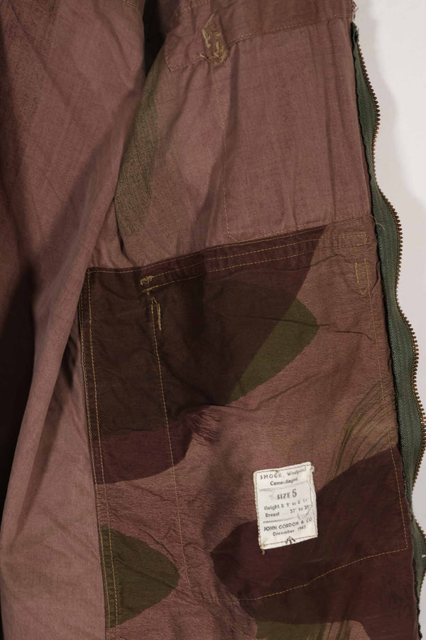 実物　1940年代　WWII 英軍　Windproof迷彩　インドシナ戦争　ジッパーカスタムジャケット　中古品