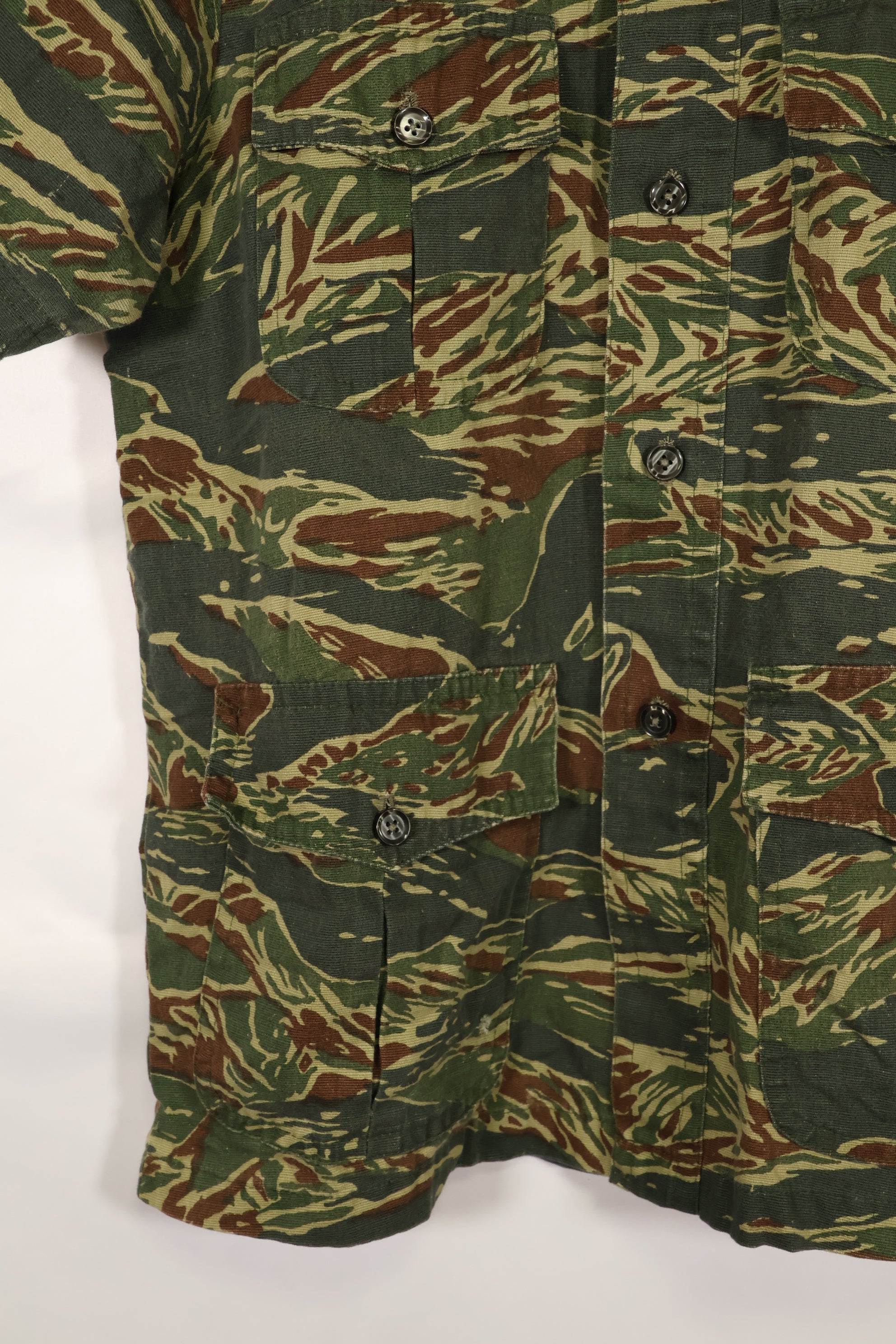 推定1970年代製　タイ　タイガーストライプ　パターン　サファリシャツ　中古品