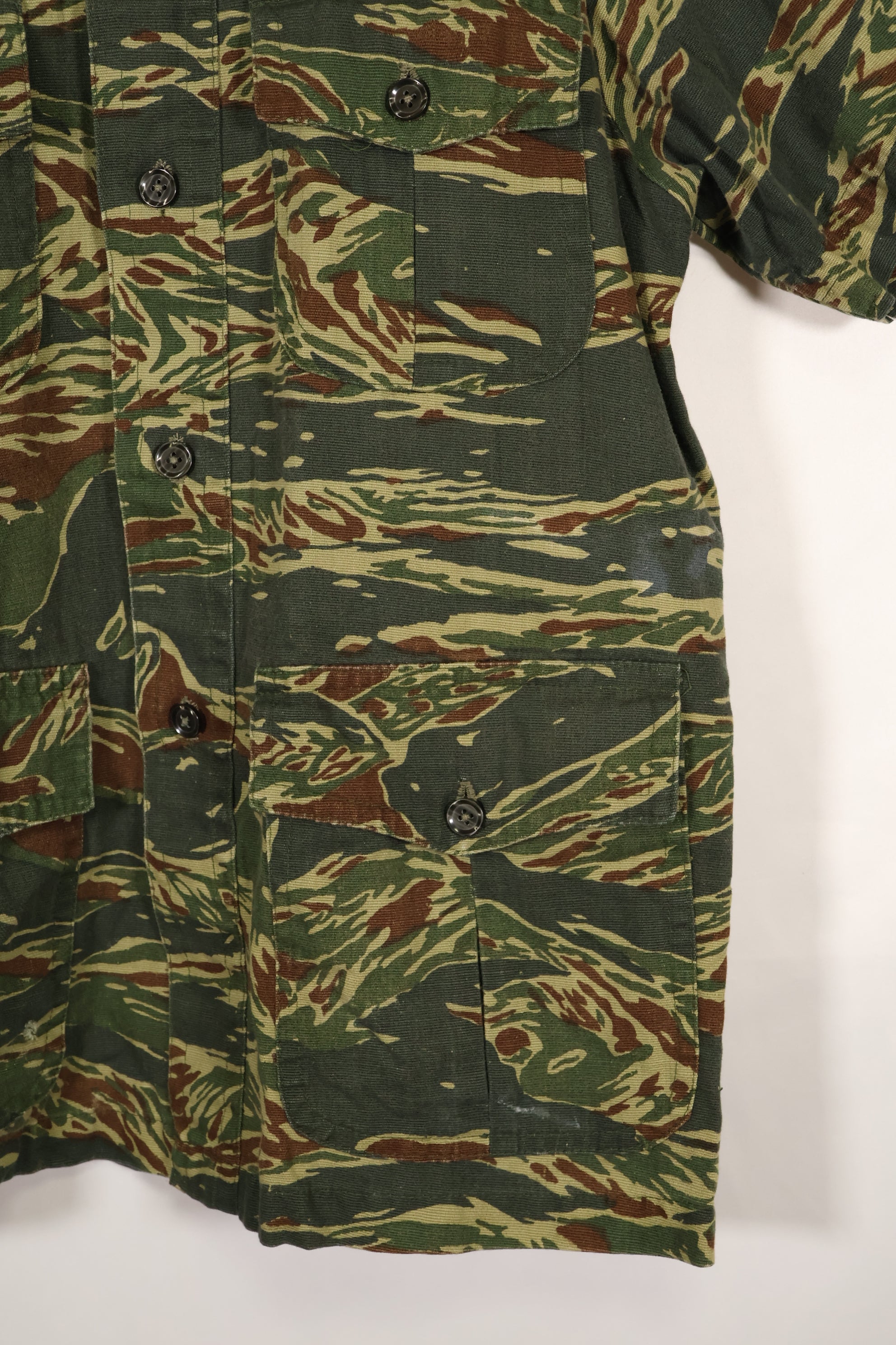 推定1970年代製　タイ　タイガーストライプ　パターン　サファリシャツ　中古品