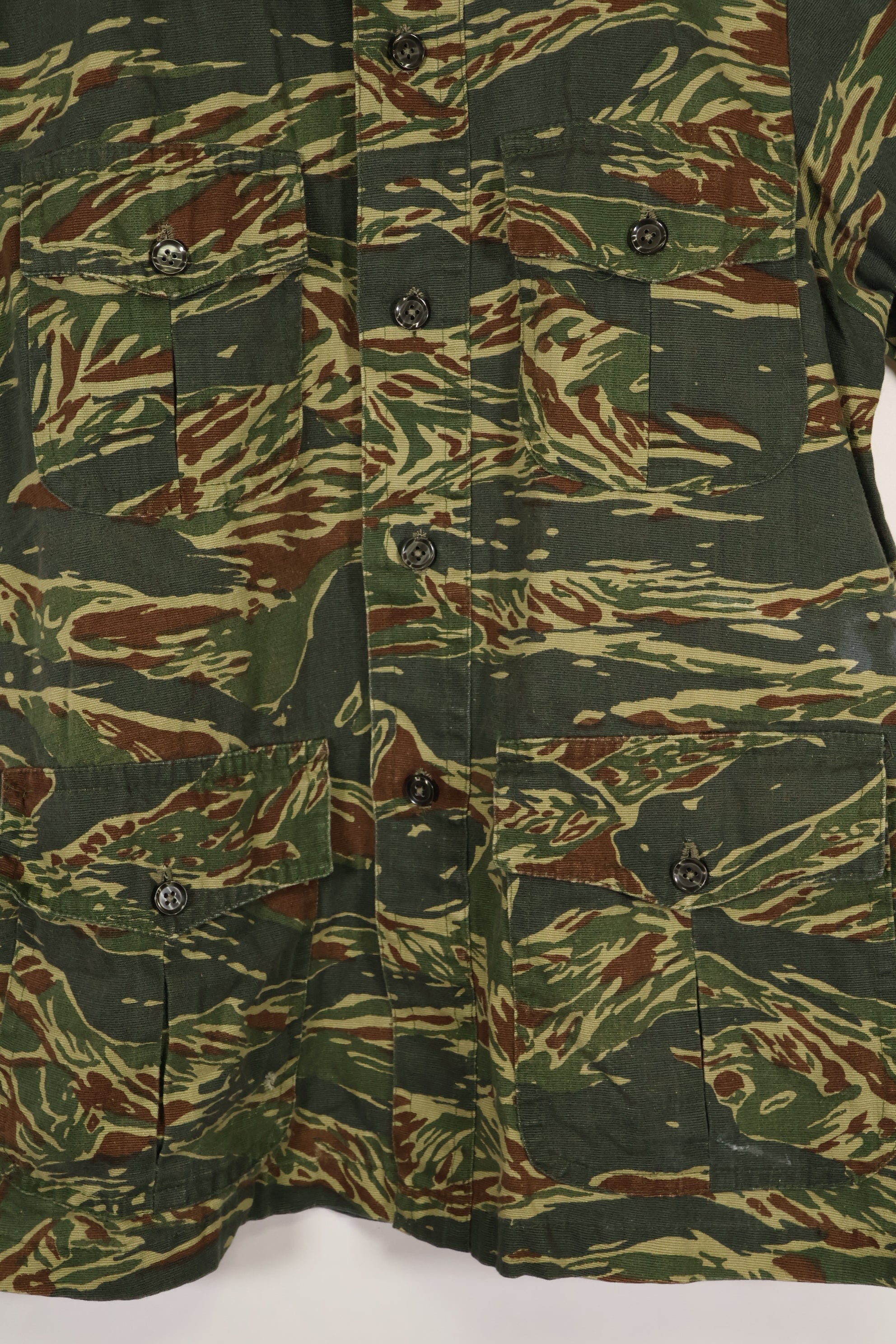 推定1970年代製　タイ　タイガーストライプ　パターン　サファリシャツ　中古品