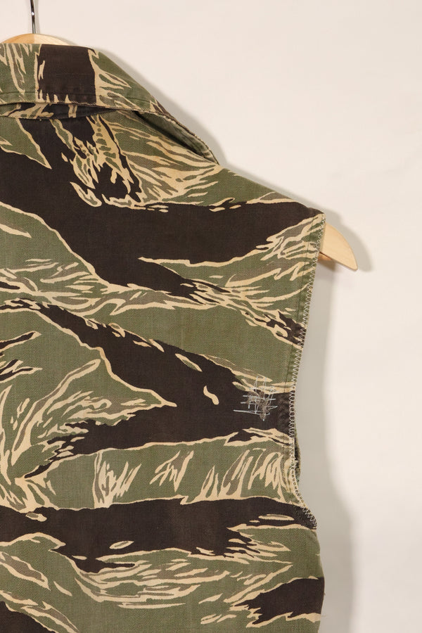 1960年代　USカット　沖縄タイガー　タイガーストライプ　シャツ改造ベスト　US-S　中古品