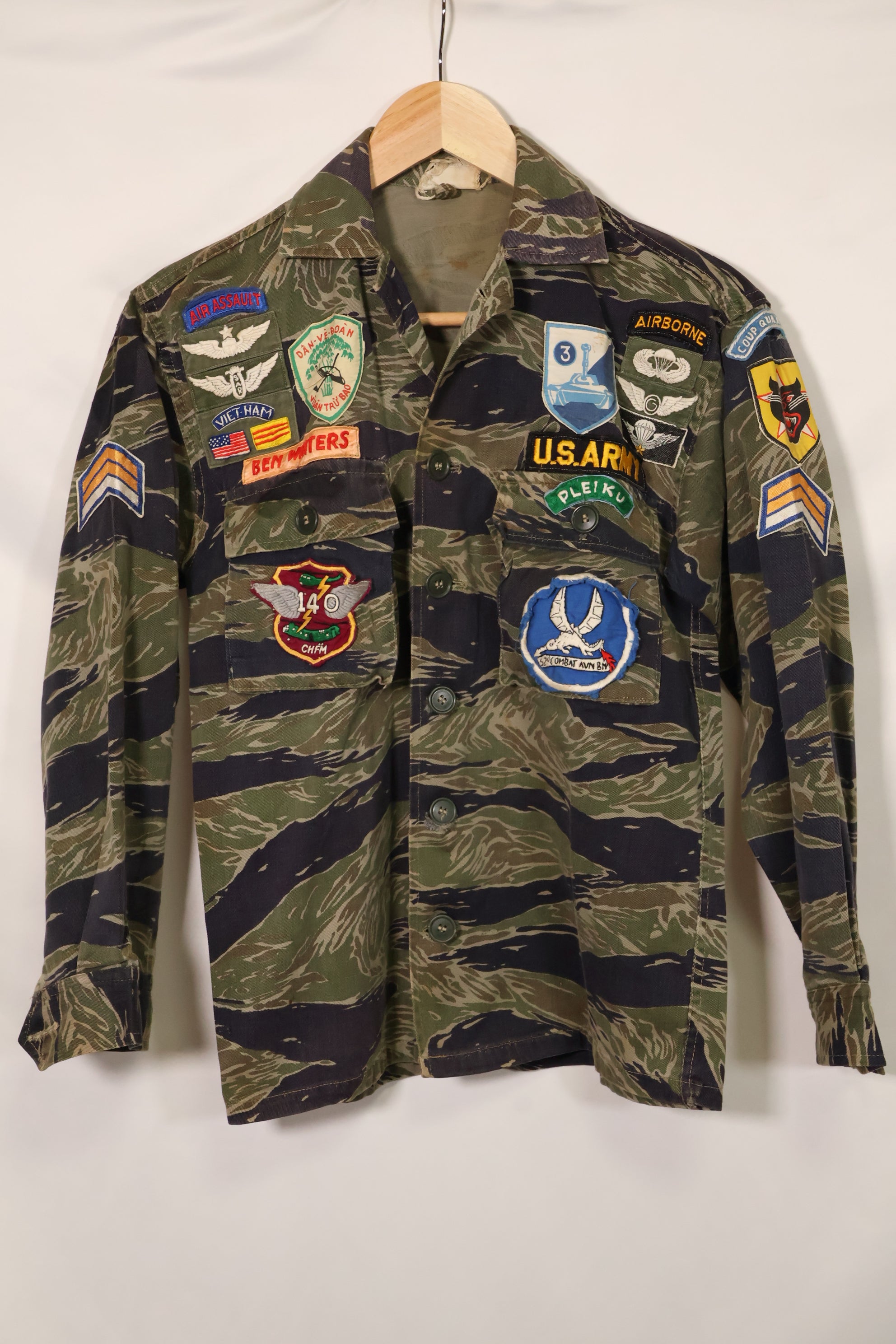 1960年代　シルバータイガー　A-S　タイガーストライプ　シャツ　ARVNパッチ付　中古品