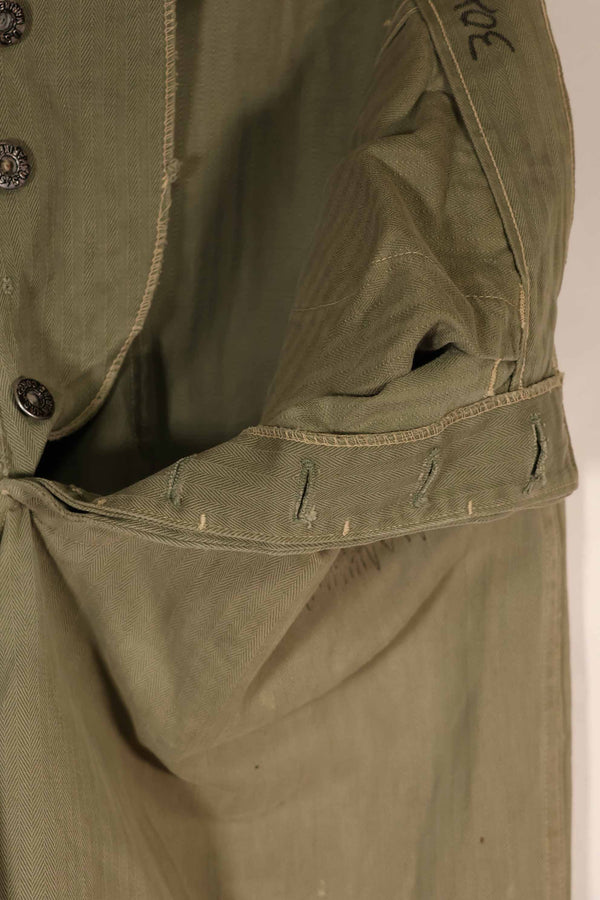 実物　1940年代　アメリカ海兵隊　USMC　M42 HBT ユーティリティパンツ　退色　汚れあり