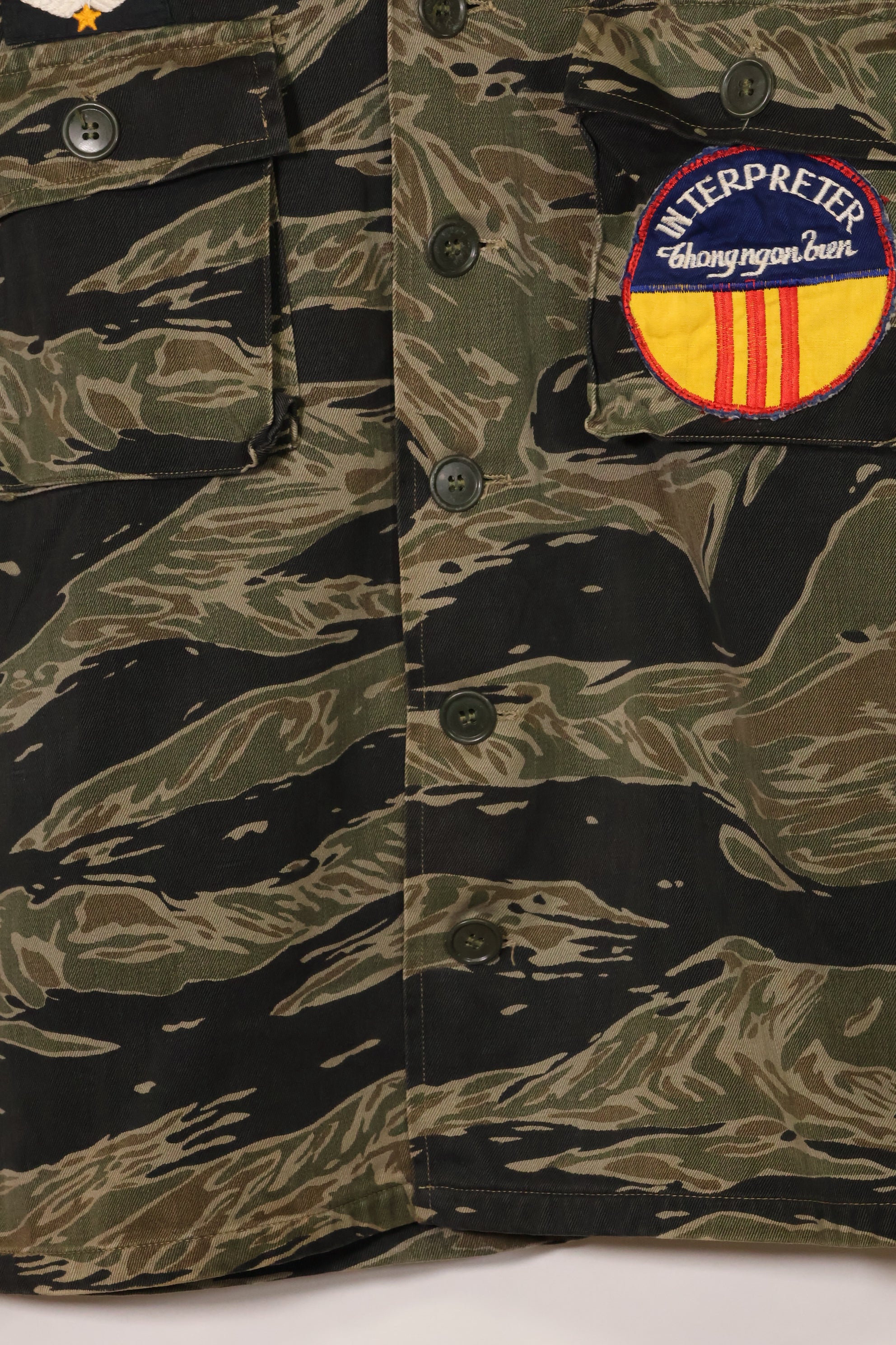 1960年代　シルバータイガー　A-S　タイガーストライプ　シャツ　パッチ付　通訳　中古品