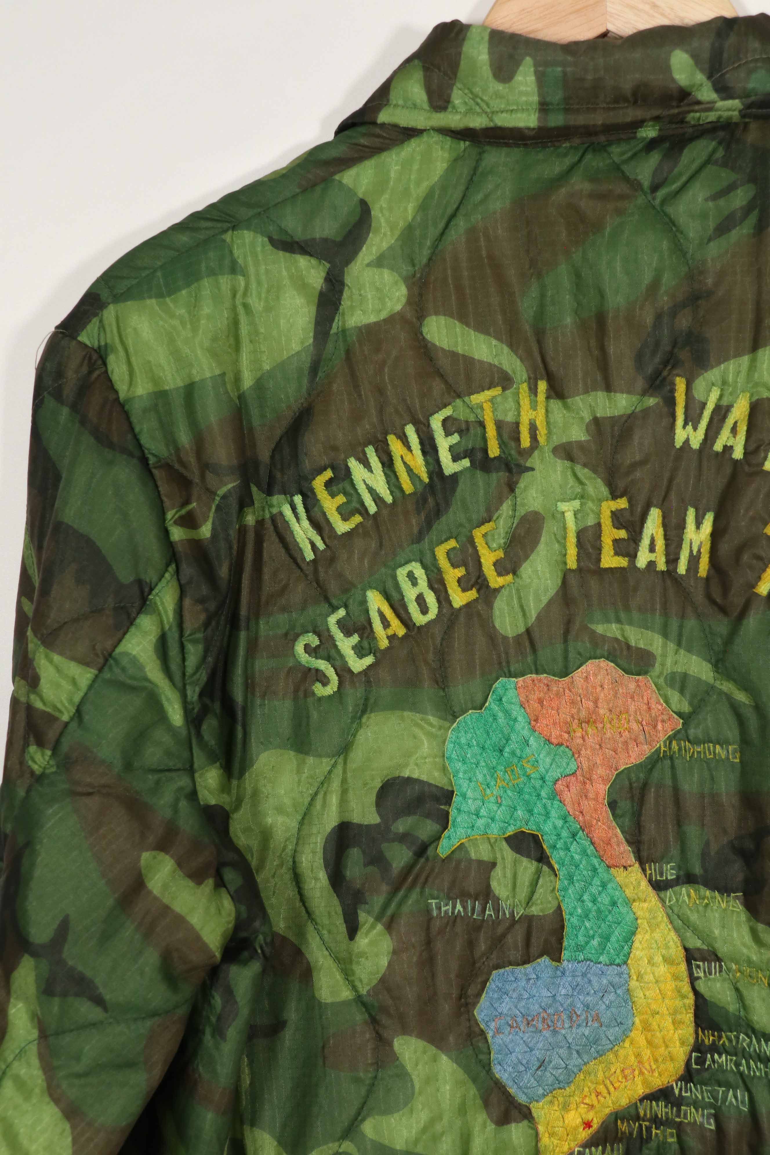 実物　米軍ポンチョライナー製　US NAVY SEABEE TEAM 7107  1971-72 ツアージャケット