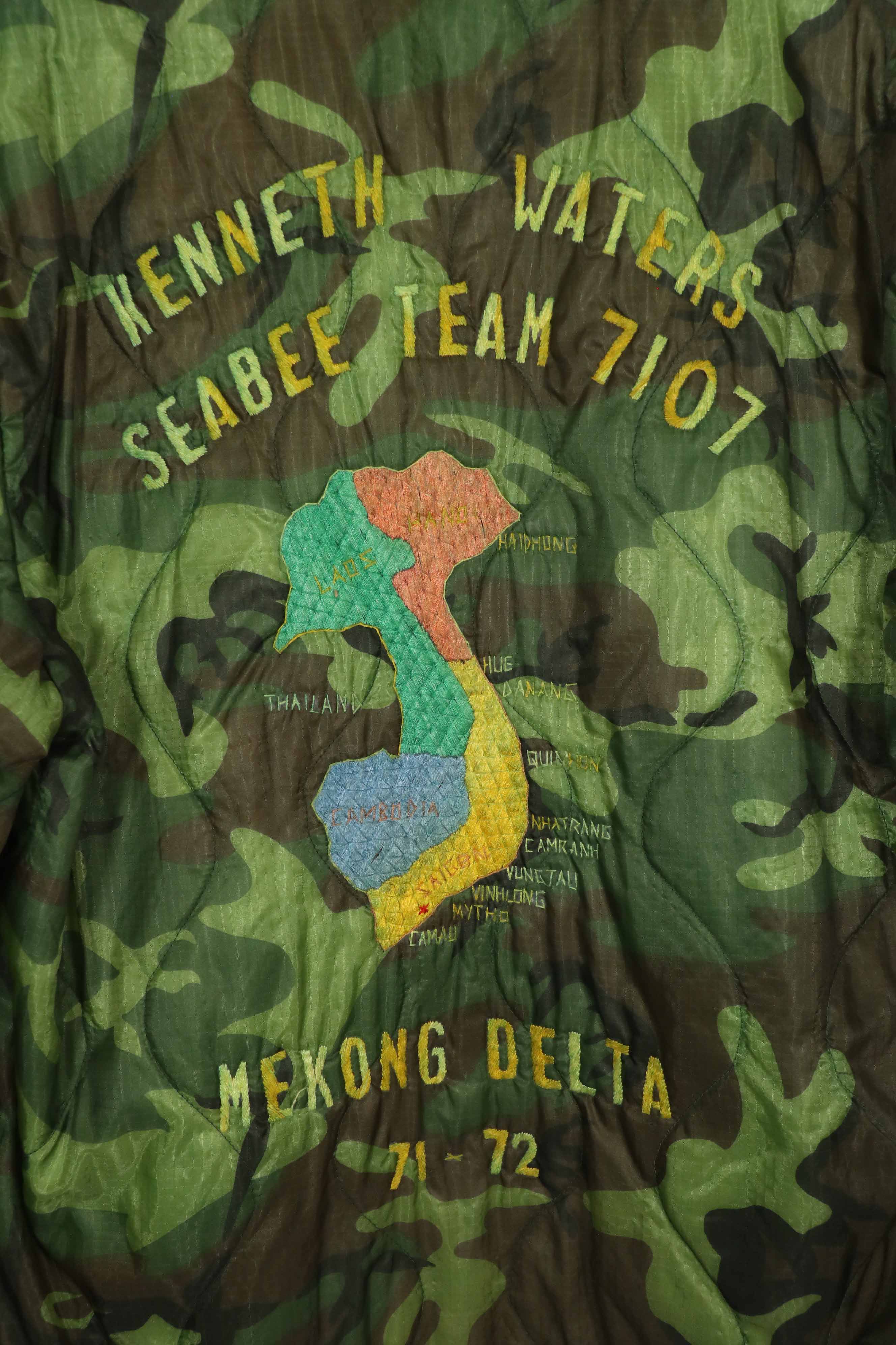 実物　米軍ポンチョライナー製　US NAVY SEABEE TEAM 7107  1971-72 ツアージャケット