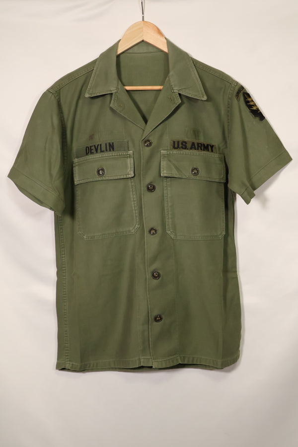 1960年代　元グリーンベレー兵士放出　OG-107　ユーティリティシャツ　初付け　パッチ付き　中古品　C