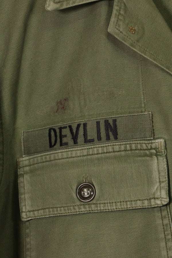 1960年代　元グリーンベレー兵士放出　OG-107　ユーティリティシャツ　初付け　パッチ付き　中古品　C