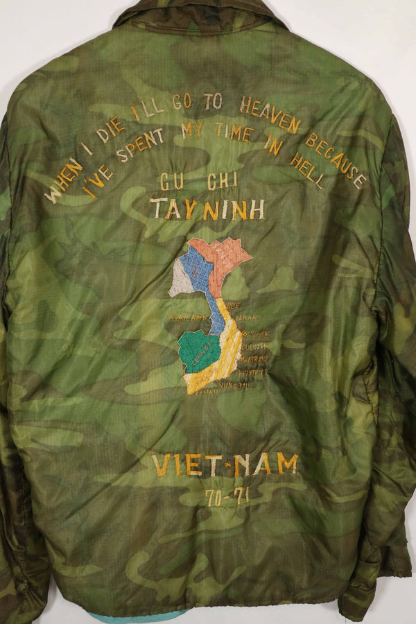実物　米軍ポンチョライナー製　ツアージャケット　1970-1971 TAY NINH CU CHI