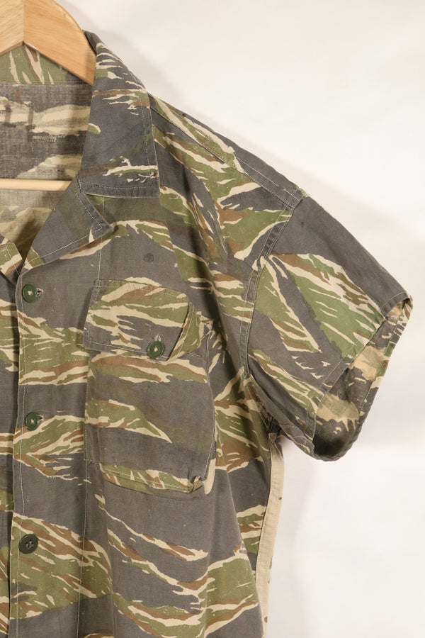 推定1970年代　ローカルメイド　タイガーストライプ　半袖シャツ　中古品