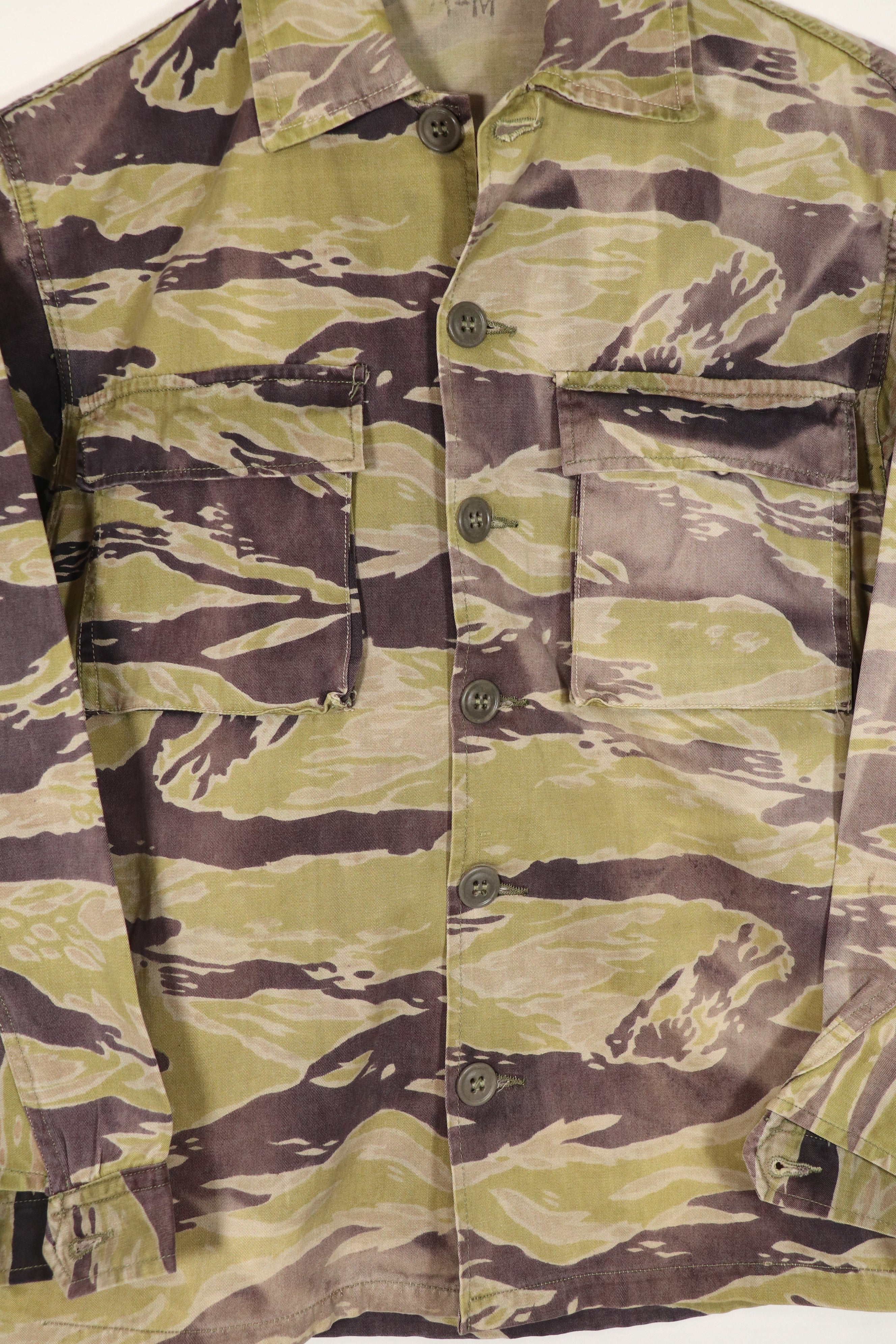 実物　ヘビーウェイト生地　レイトウォーパターン　タイガーストライプ　シャツ　中古品