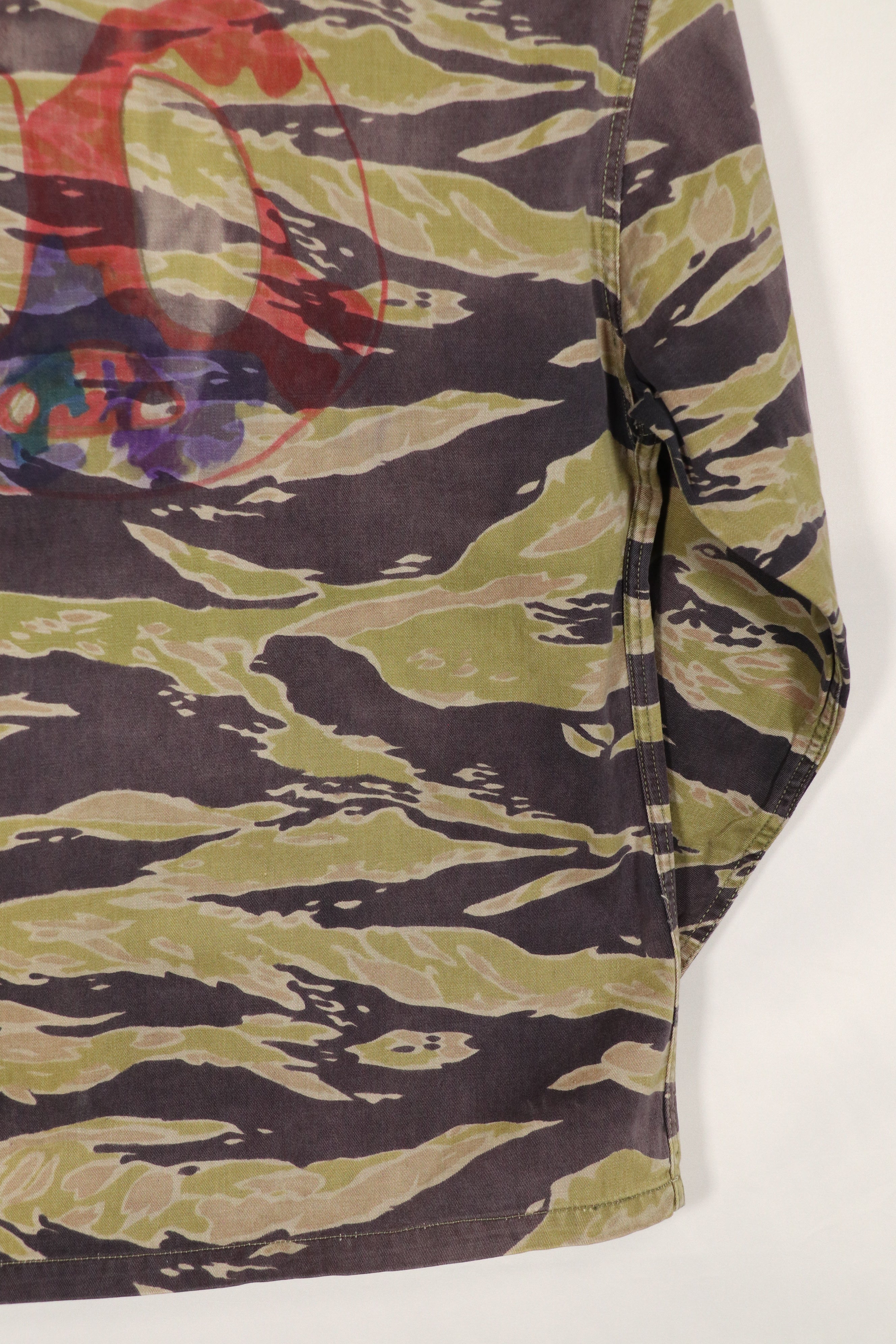 実物　ヘビーウェイト生地　レイトウォーパターン　タイガーストライプ　シャツ　中古品