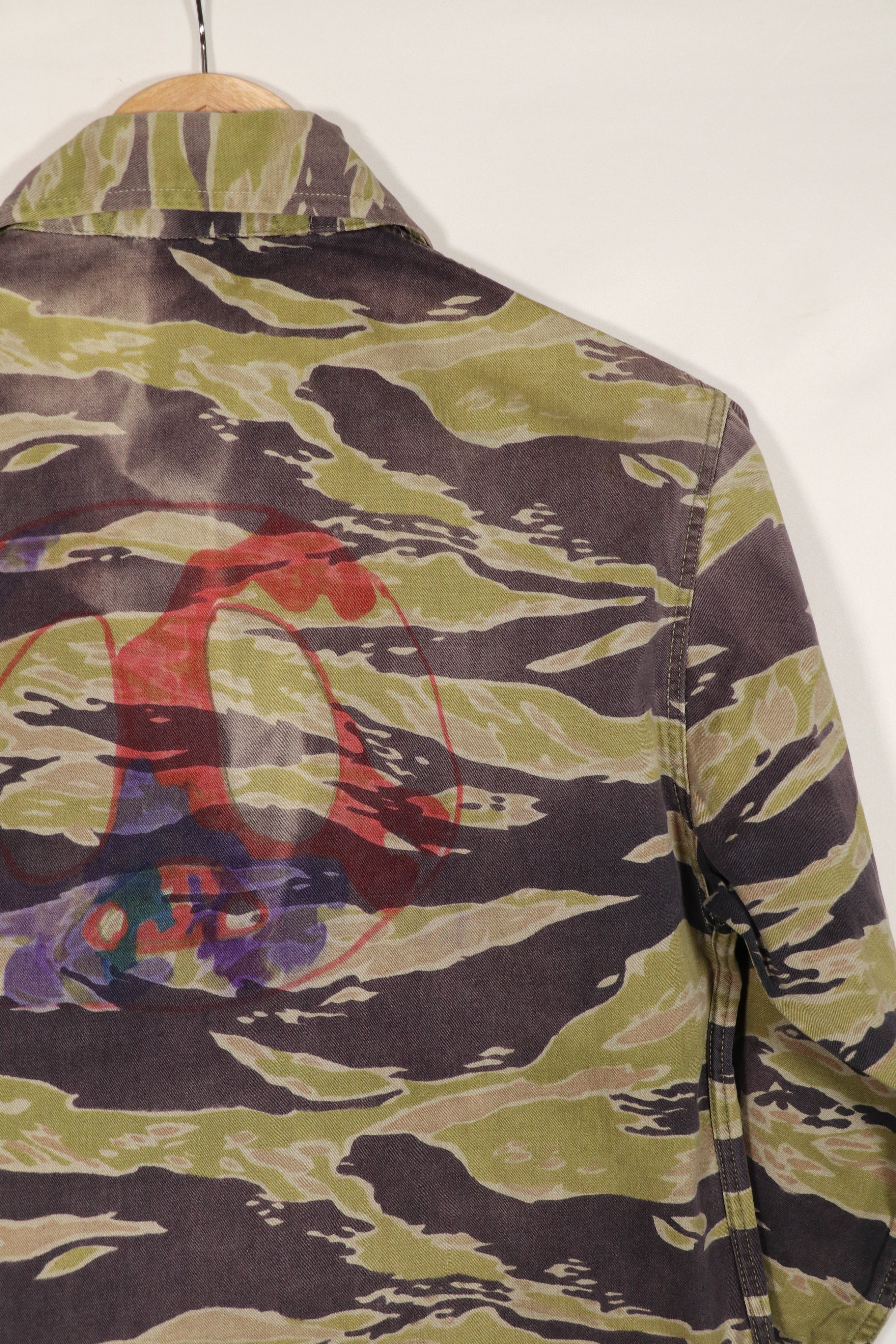 実物　ヘビーウェイト生地　レイトウォーパターン　タイガーストライプ　シャツ　中古品