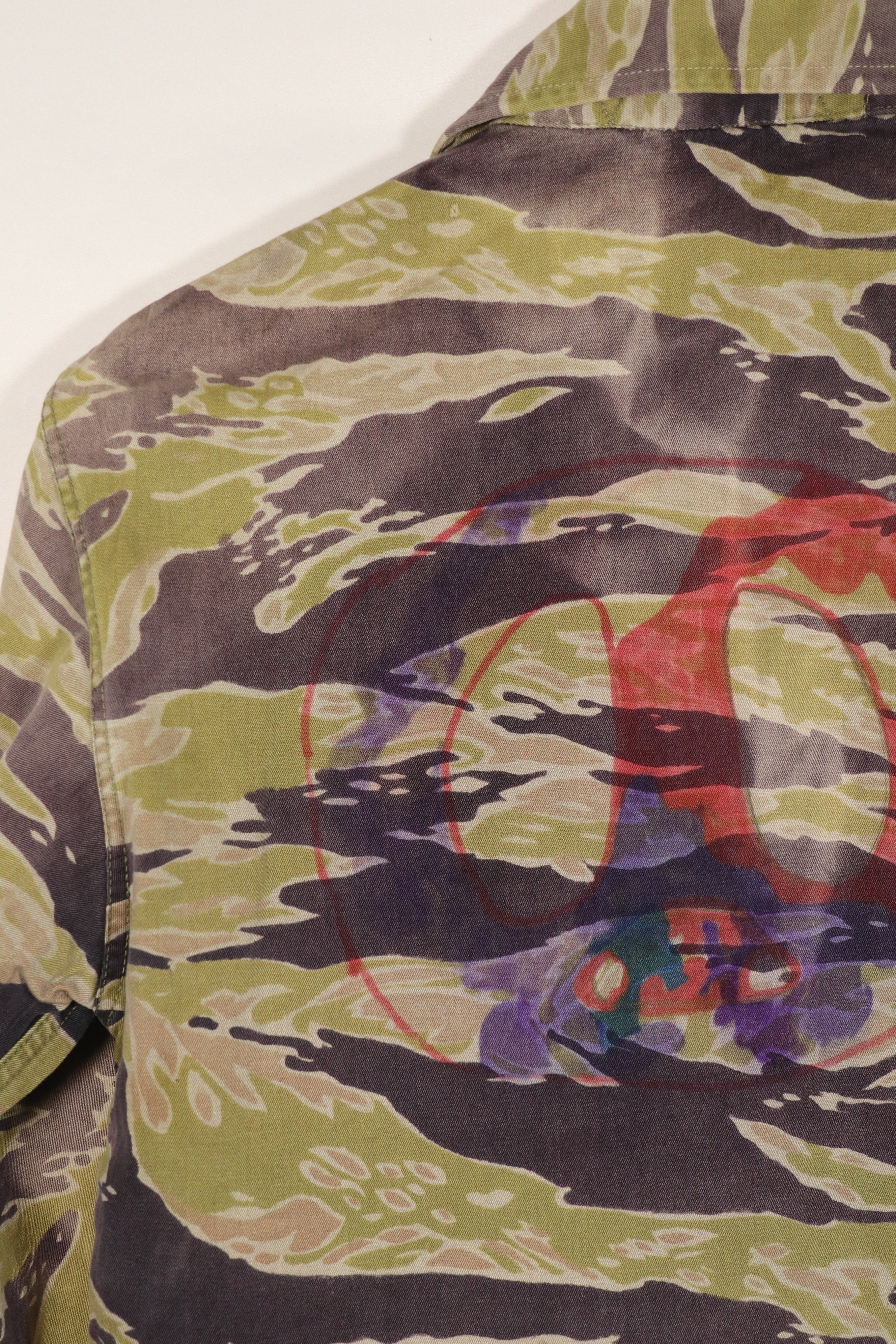 実物　ヘビーウェイト生地　レイトウォーパターン　タイガーストライプ　シャツ　中古品