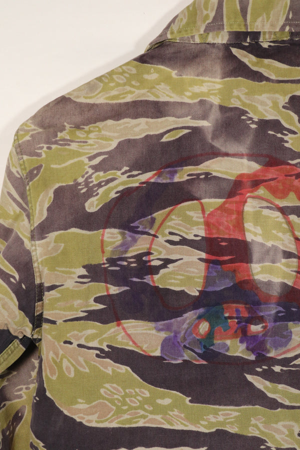 実物　ヘビーウェイト生地　レイトウォーパターン　タイガーストライプ　シャツ　中古品