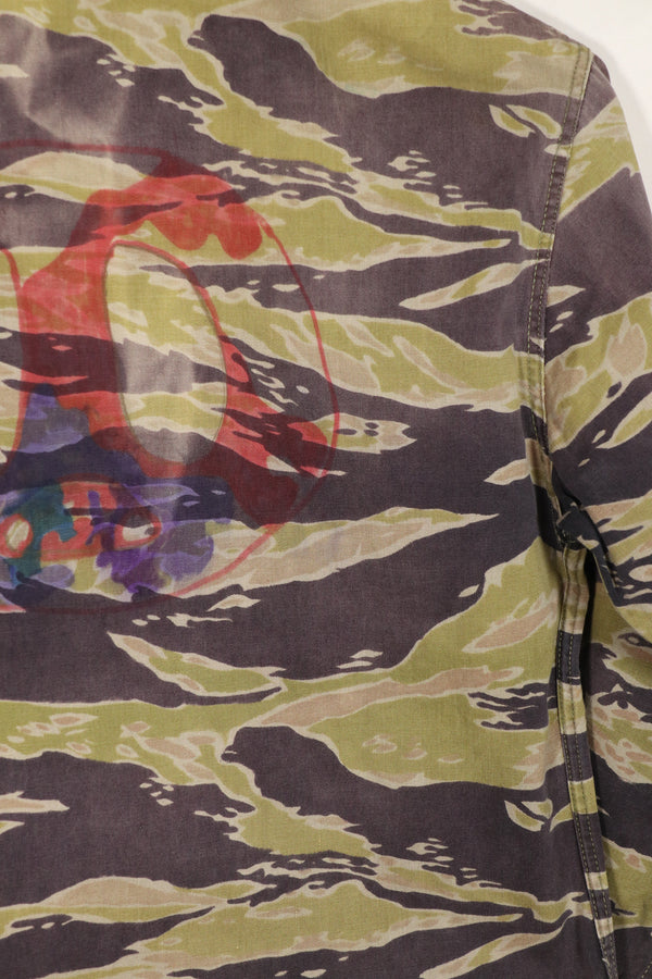 実物　ヘビーウェイト生地　レイトウォーパターン　タイガーストライプ　シャツ　中古品