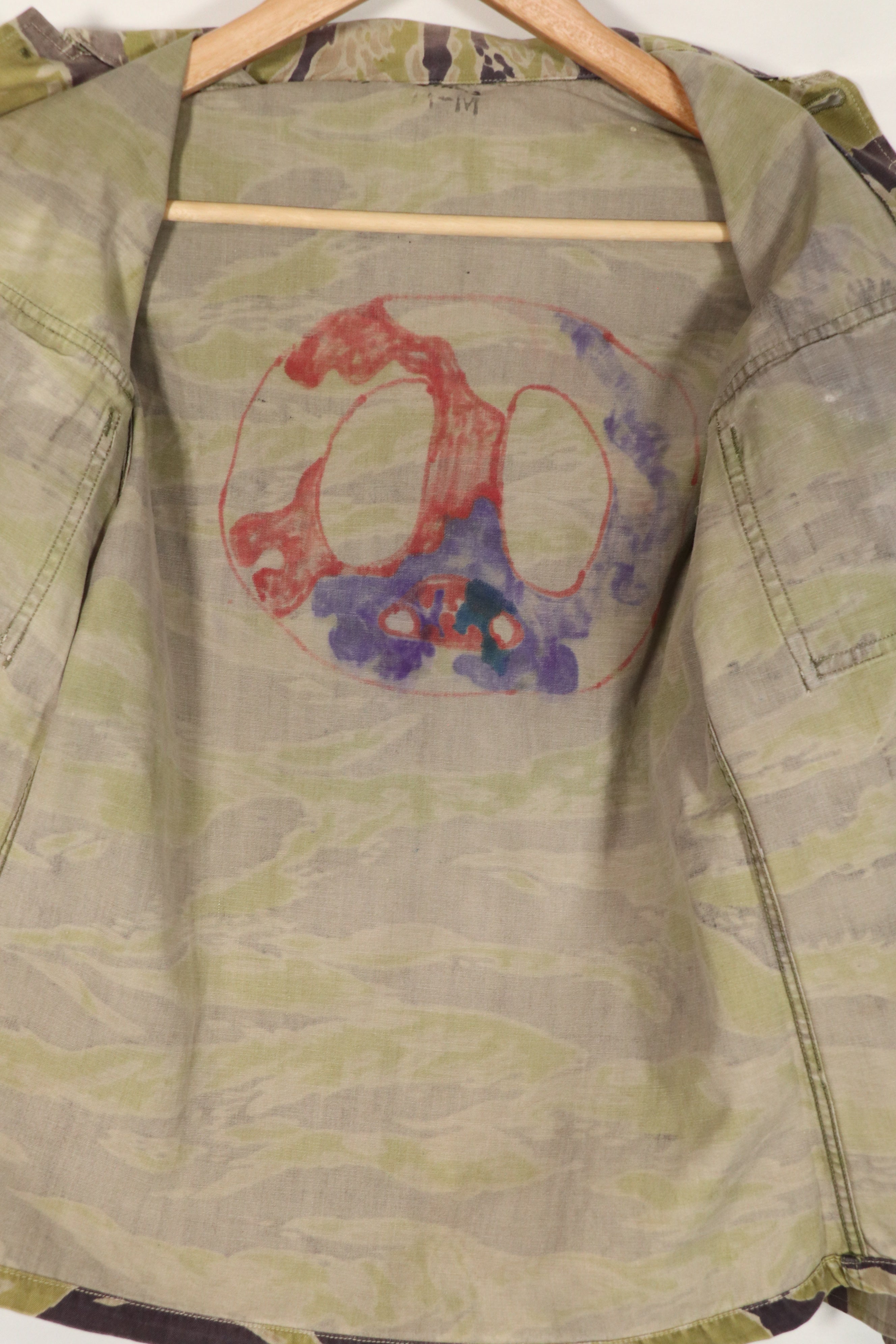 実物　ヘビーウェイト生地　レイトウォーパターン　タイガーストライプ　シャツ　中古品