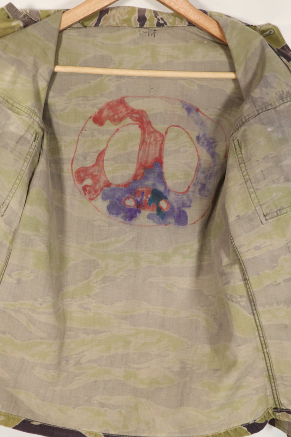 実物　ヘビーウェイト生地　レイトウォーパターン　タイガーストライプ　シャツ　中古品