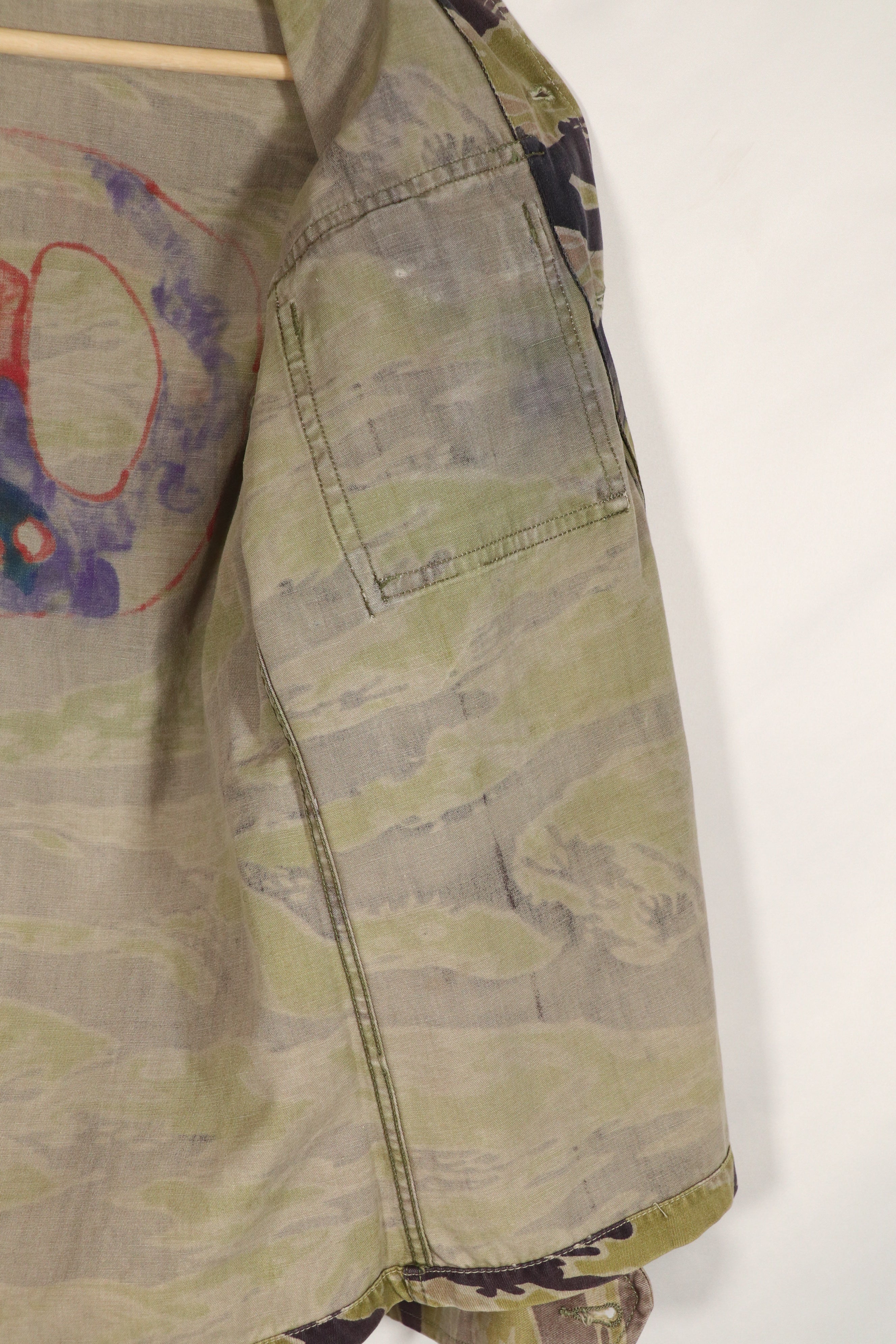 実物　ヘビーウェイト生地　レイトウォーパターン　タイガーストライプ　シャツ　中古品