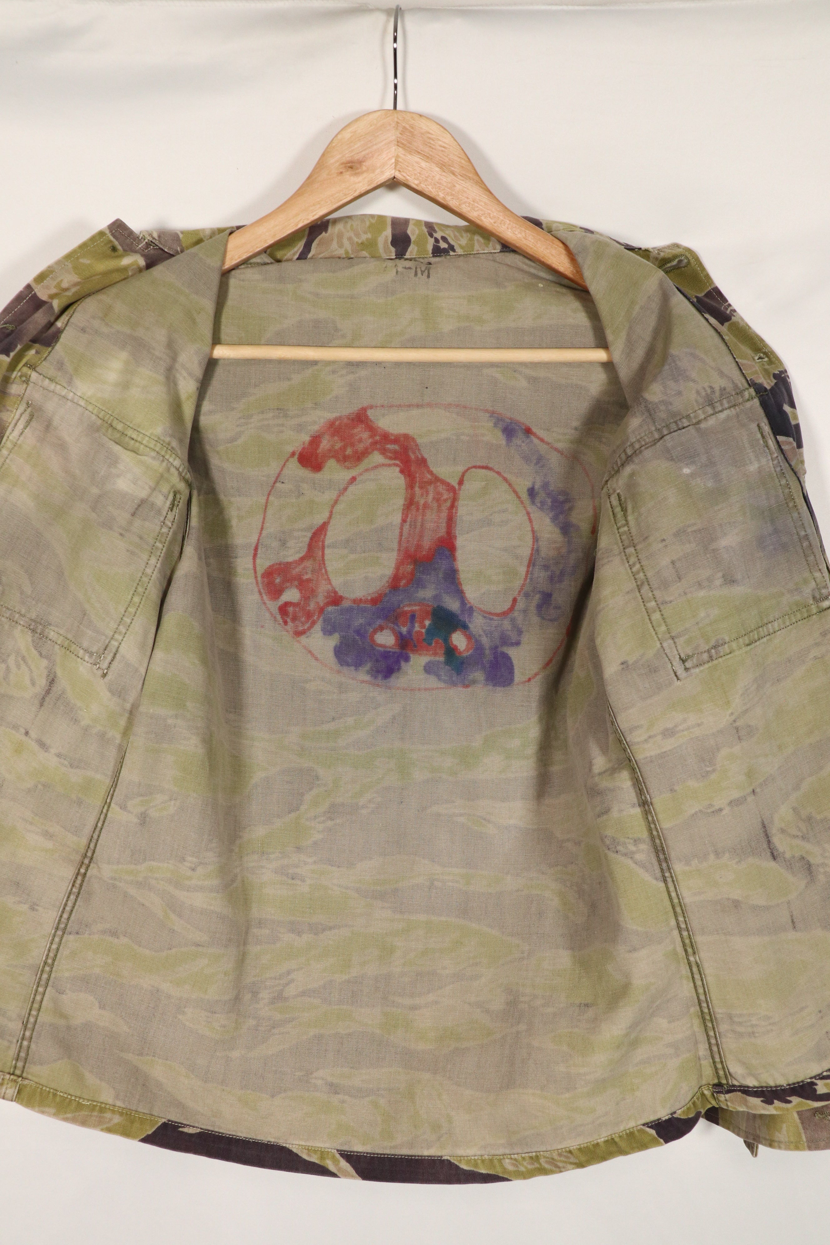 実物　ヘビーウェイト生地　レイトウォーパターン　タイガーストライプ　シャツ　中古品