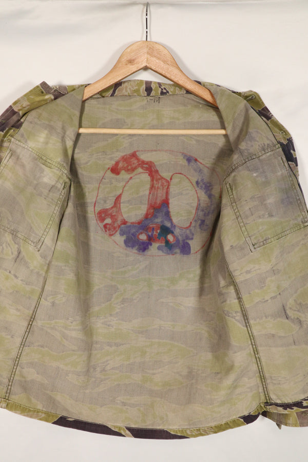 実物　ヘビーウェイト生地　レイトウォーパターン　タイガーストライプ　シャツ　中古品