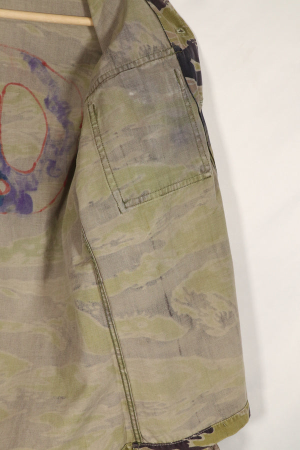 実物　ヘビーウェイト生地　レイトウォーパターン　タイガーストライプ　シャツ　中古品