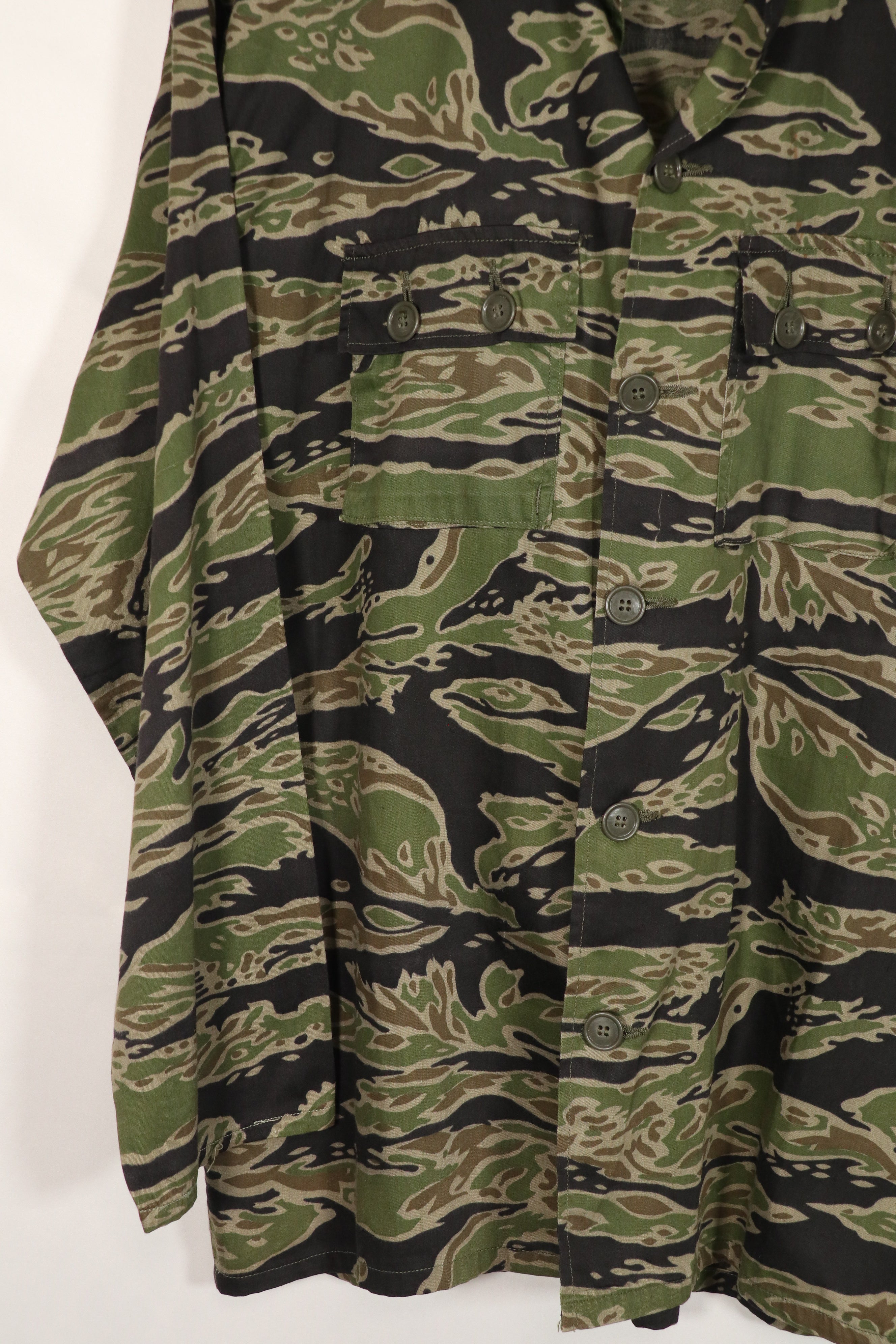 実物　レイトウォーパターン　タイガーストライプ　シャツ　US-L 状態良い