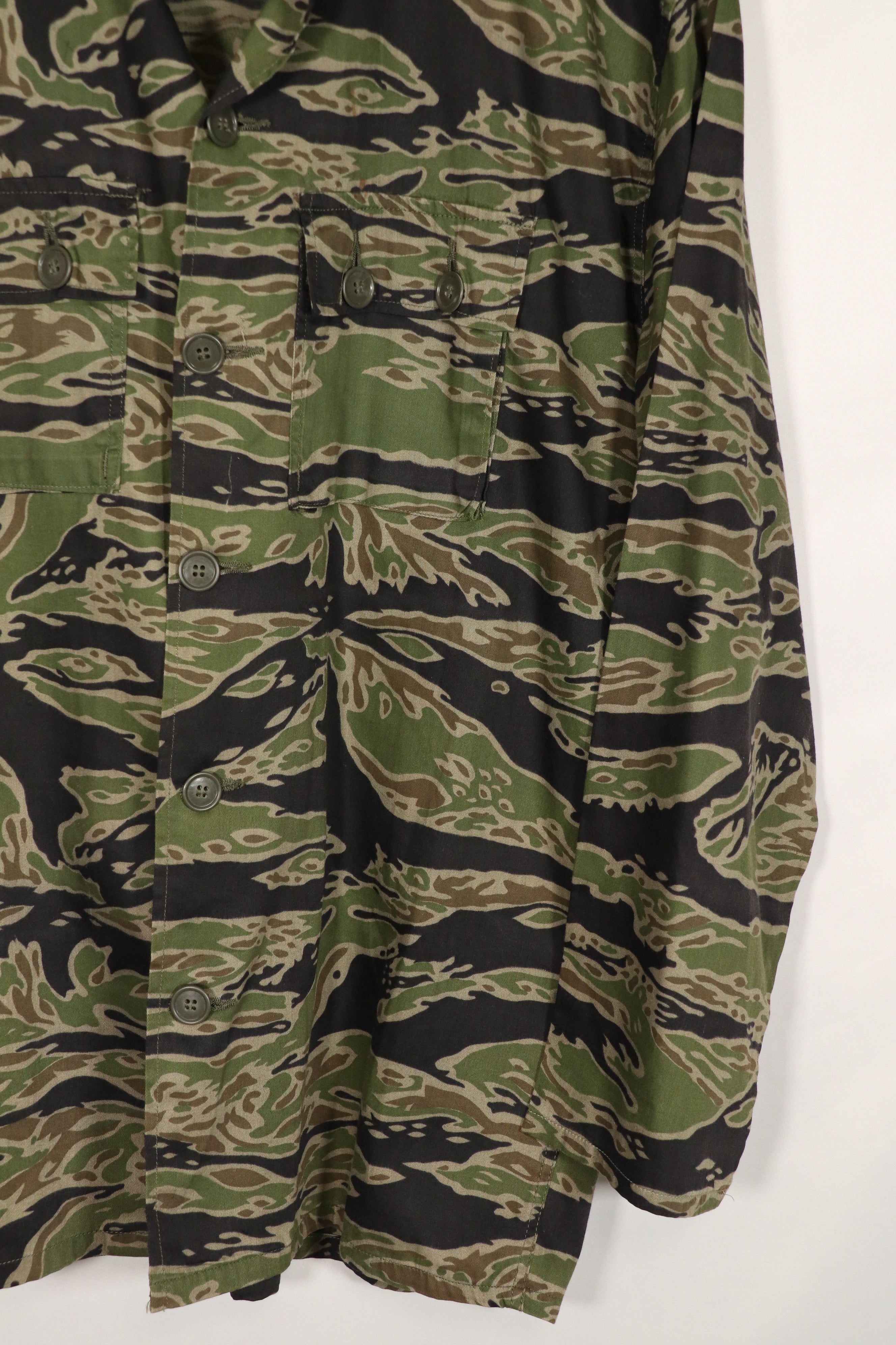 実物　レイトウォーパターン　タイガーストライプ　シャツ　US-L 状態良い