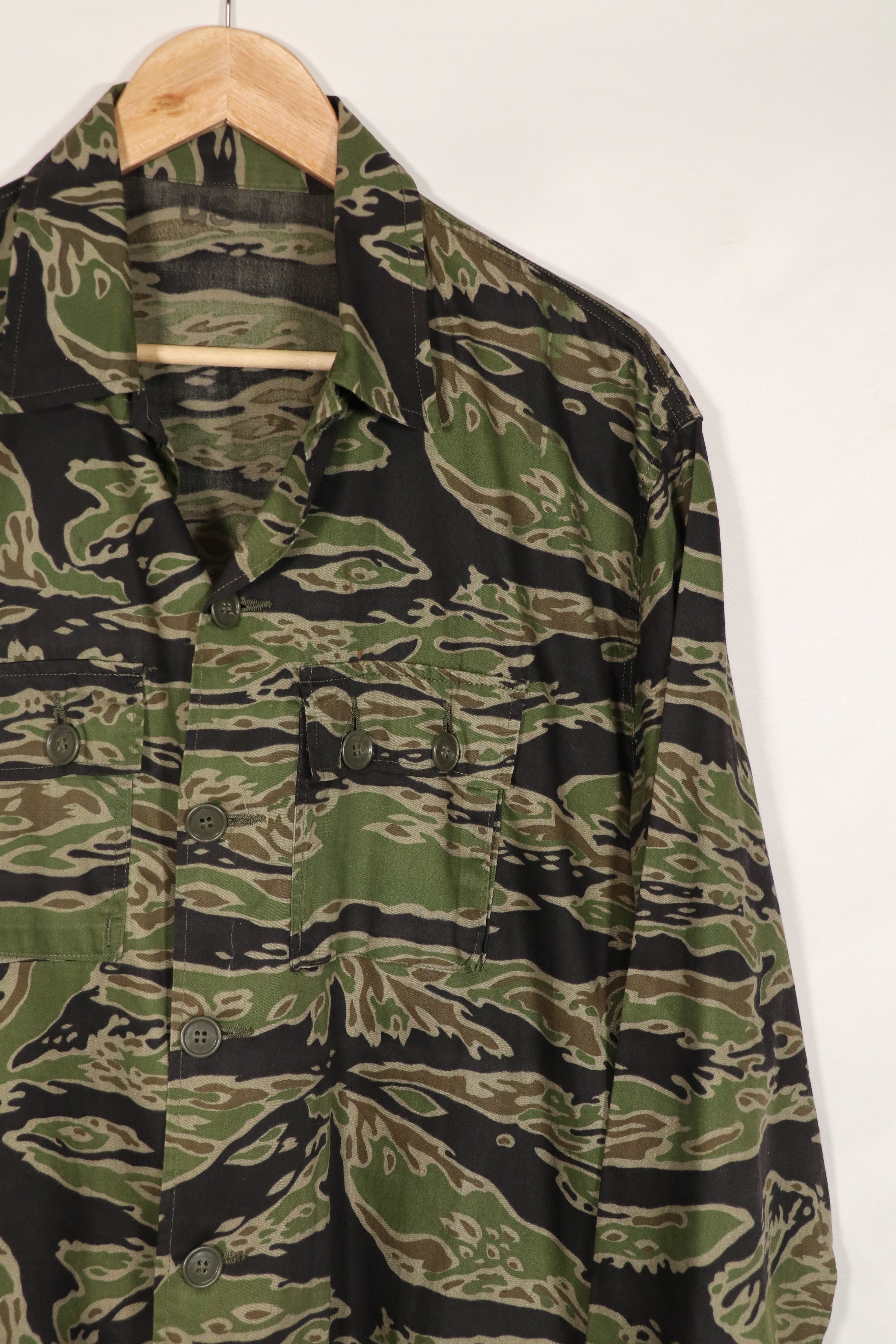 実物　レイトウォーパターン　タイガーストライプ　シャツ　US-L 状態良い