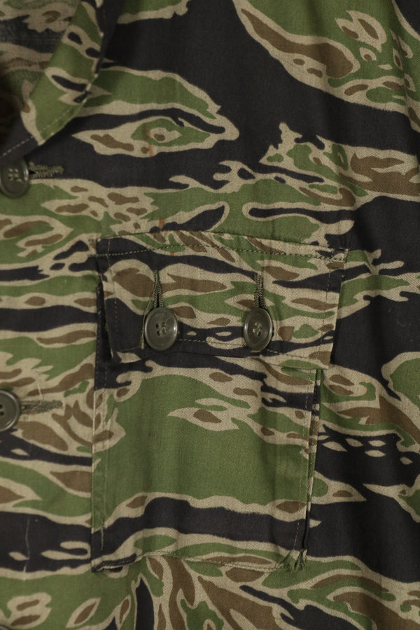 実物　レイトウォーパターン　タイガーストライプ　シャツ　US-L 状態良い